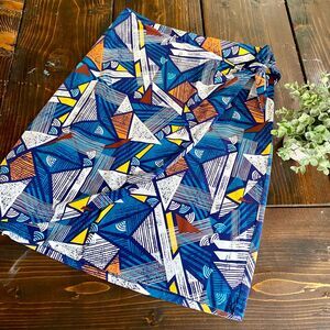 Tori Richard Hawaiian colorful faux wrap knee length skirt elastic size large